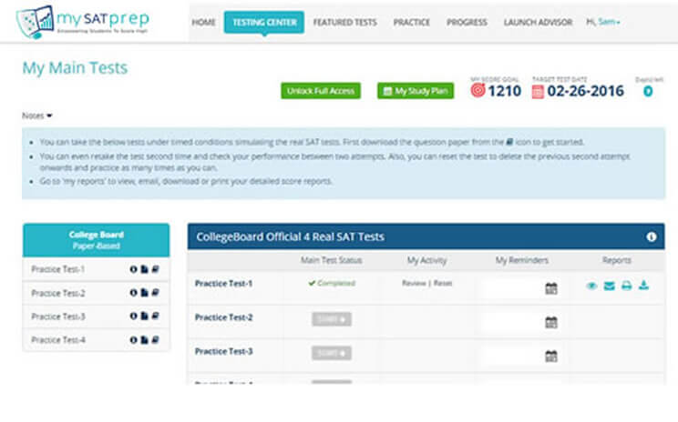 My SAT Prep - My main tests