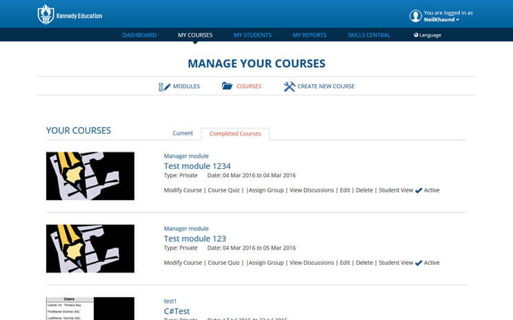 Kennedy Education: Manage your courses